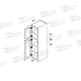 Tall 18" - Pure Black 18 Inch Pantry Cabinet/94" Face